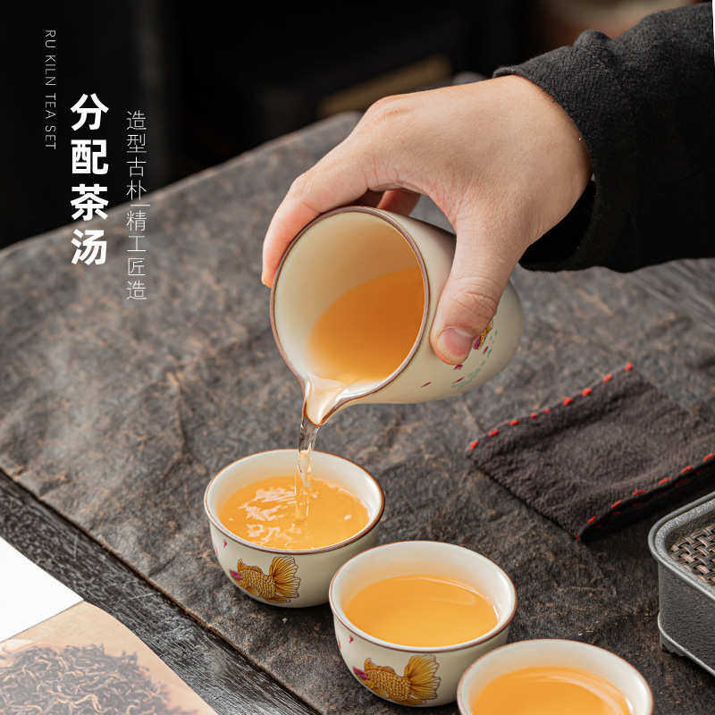 汝窑茶壶茶杯轻奢高档功夫茶具套装家用客厅办公室会客陶瓷石瓢壶,餐饮具,功夫茶具,淘宝优惠券,粉丝福利购,淘宝优惠卷