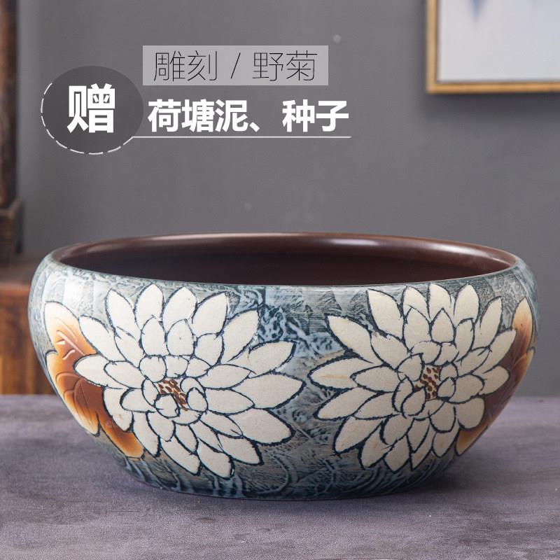 手工花盆荷花缸碗莲睡莲盆水培水缸金鱼缸龟缸盆艺花插用盆多肉盆