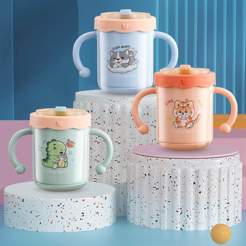泡奶粉专用杯刻度儿童牛奶杯不锈钢学饮杯宝宝吸管直饮杯喝水防摔