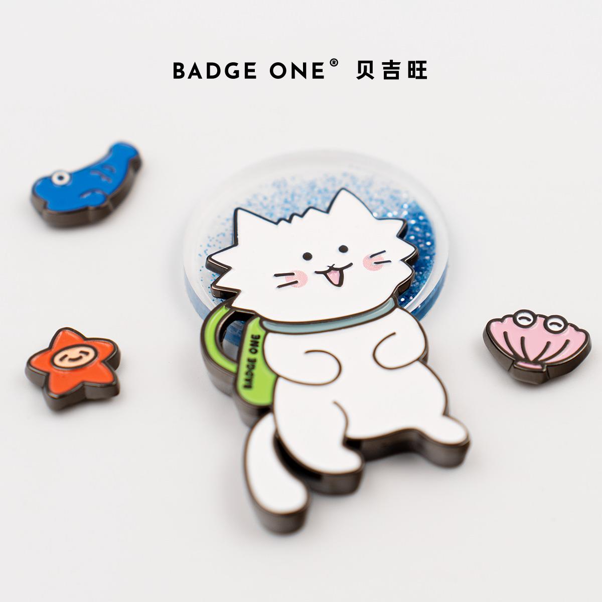 贝吉旺金属潜水猫流沙冰箱贴组合套装文创冰箱贴纪念品图片