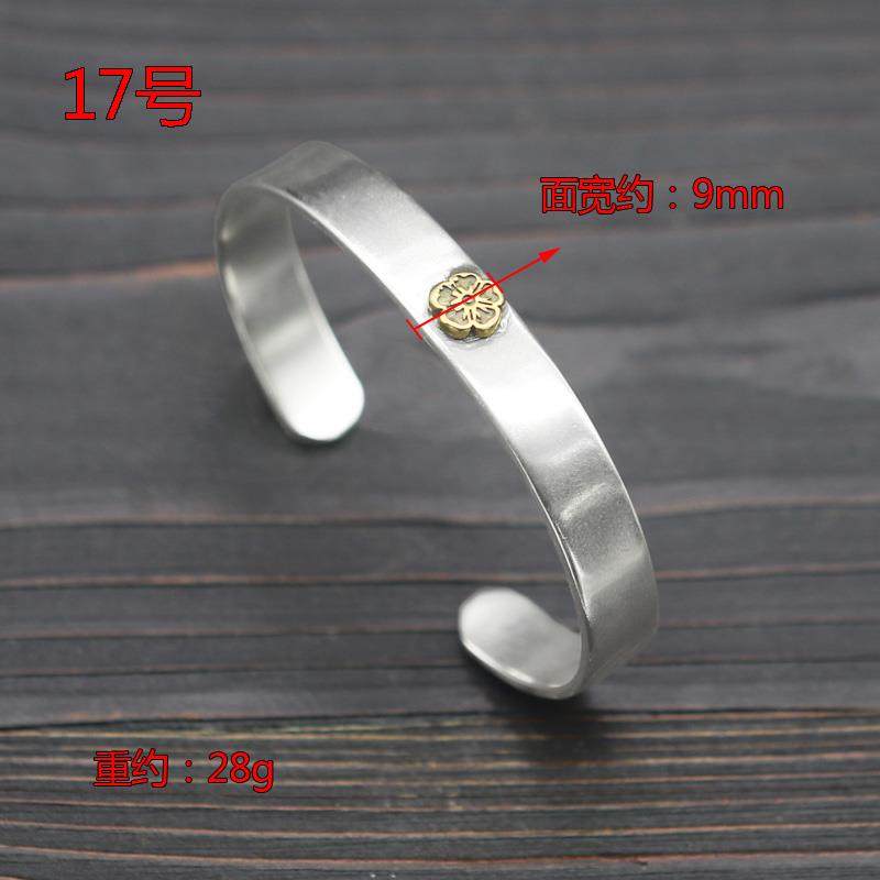 高档S唐925纯口银开羽毛古潮牌手工复高桥手镯草手环个性简约男女