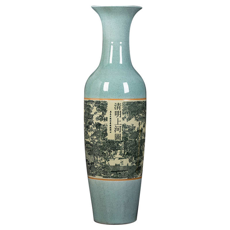 景德镇陶瓷清明上河图落地大花瓶酒店客厅装饰品摆件乔迁开业礼品