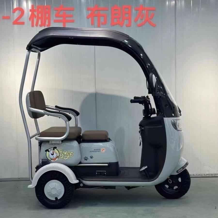 新款带棚电动三轮车小型成人家用电动三轮车休闲代步车老年人孩子