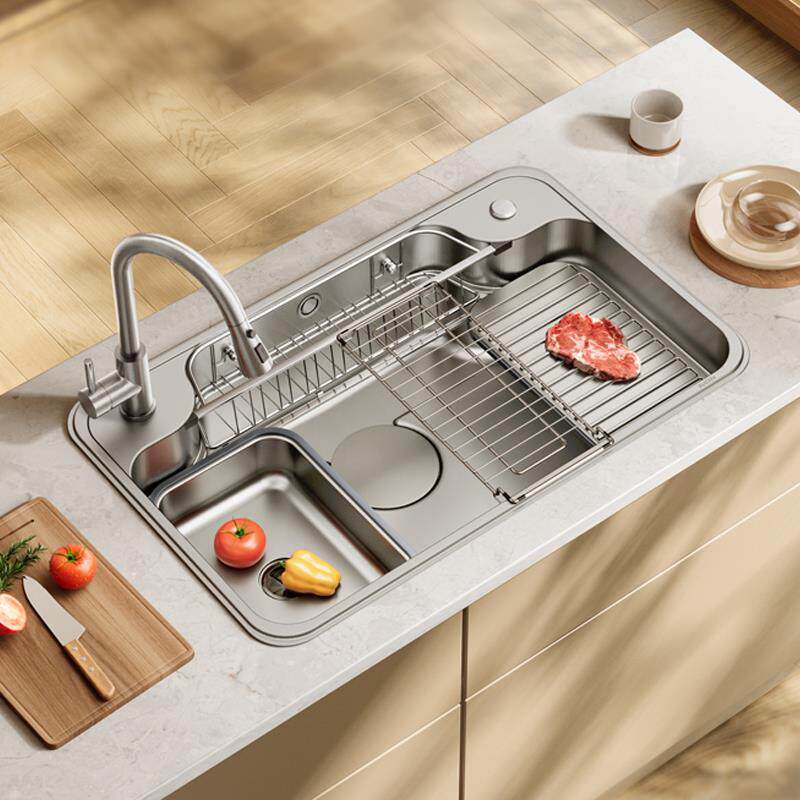 sus304不锈钢水槽厨房洗菜洗碗池盆多功能日式平替大单槽盆