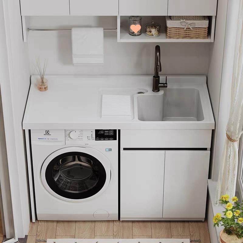 洗衣机柜一体阳台蜂窝铝洗衣池台盆带搓板伴侣滚筒洗衣柜组合