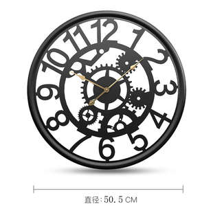 饰镂空齿轮壁钟 客厅钟表咖啡厅酒吧装 新款 复古铁艺齿轮挂钟