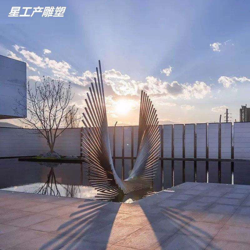 不锈钢凤尾雕塑酒店售楼部异形圆管抽象水景雕塑摆件不锈钢雕塑