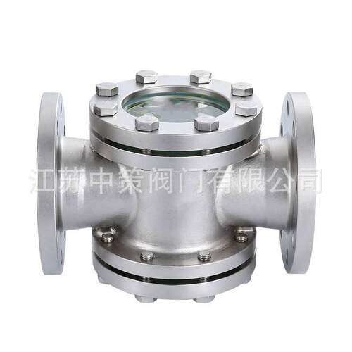 304锈钢视直通镜视不铸GVY钢四通视盅法兰镜水流指示器DN5080100