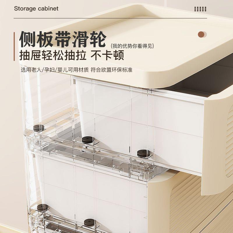3面宽高颜值5奶油风多层抽式收纳柜卧室809床头柜屉用多功能置家