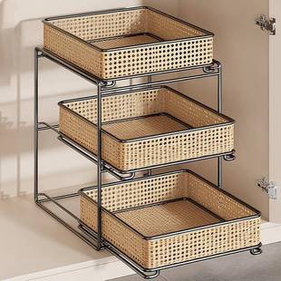 下水槽可抽拉洗衣液置物架卫生间柜内收纳架洗手池台面多功能架子