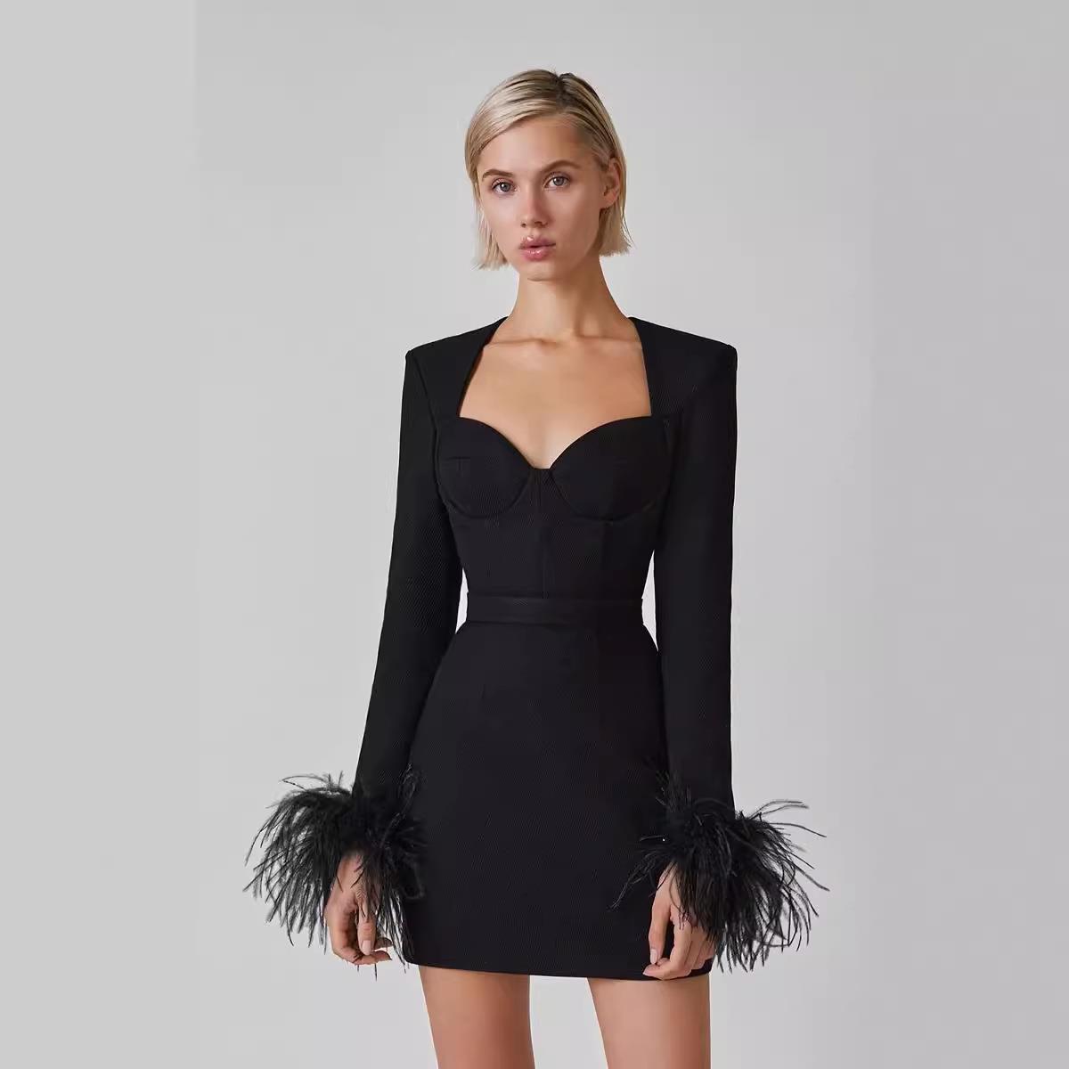 Long Sleeve Cuff Bandage Dress Fashion Elegant Dress Party