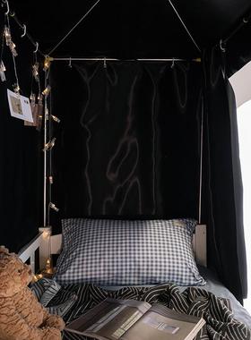 86N黑色床帘学生宿舍遮光布上铺下铺女寝室上床下桌帘子男单人床