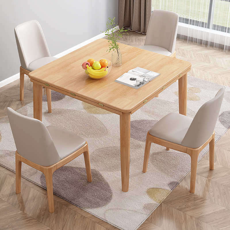 全实木折叠餐桌椅组合方圆两用桌小户型家用正方形多功能伸缩饭桌,住宅家具,实木餐桌,淘宝优惠券,粉丝福利购,淘宝优惠卷