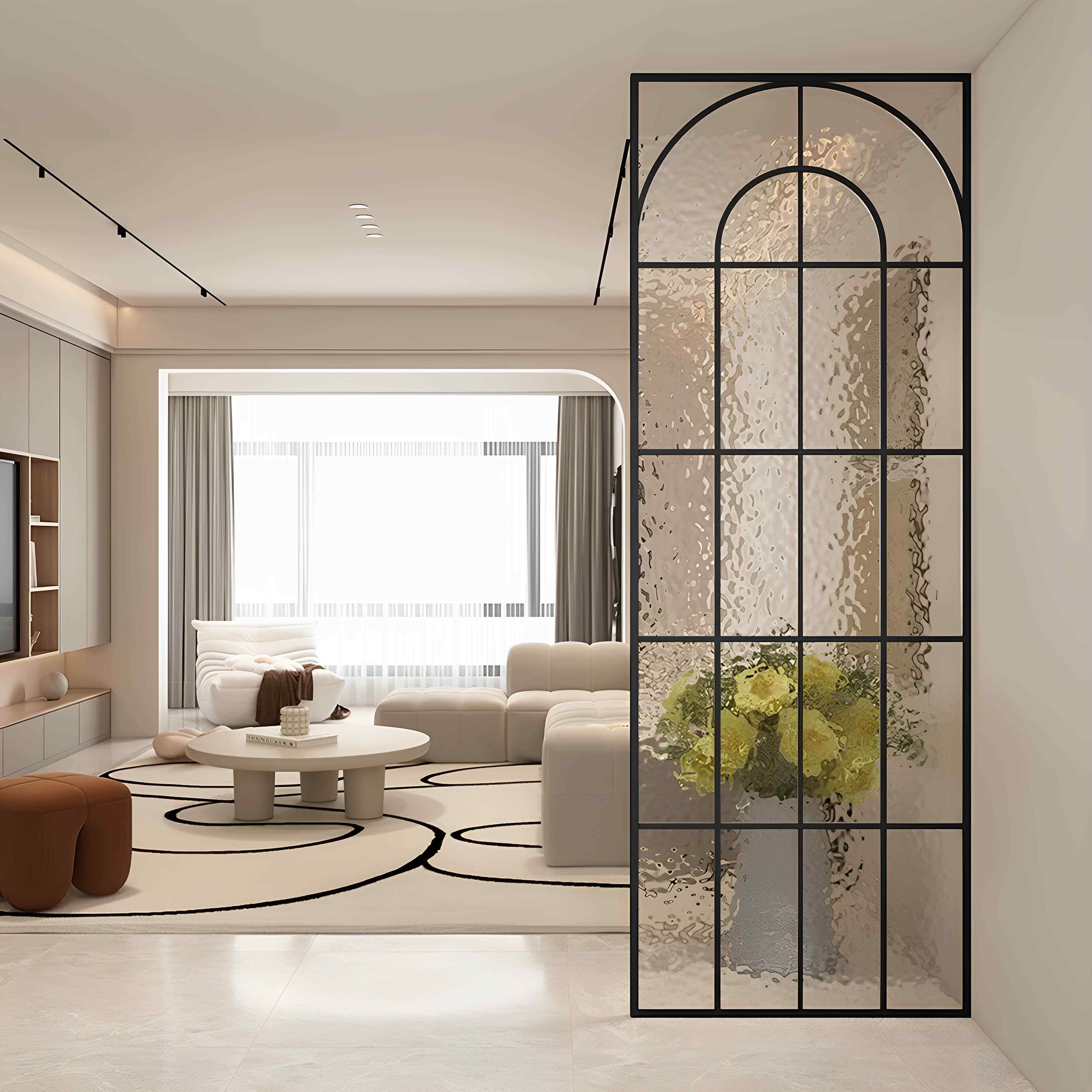 成都厂家～法式隔断长虹玻璃客厅入户玄关水波纹玻卫生间覆古屏风