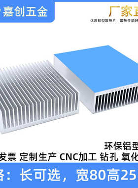 纯铝型材散热片 80*80*25MM 路由芯片LED灯 电源显存大功率散热器