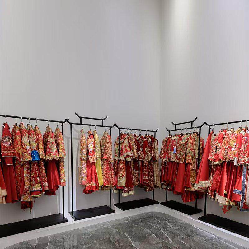 新中式彷木秀禾服挂衣架婚纱店礼服旗袍展示架落地式汉服唐装货架