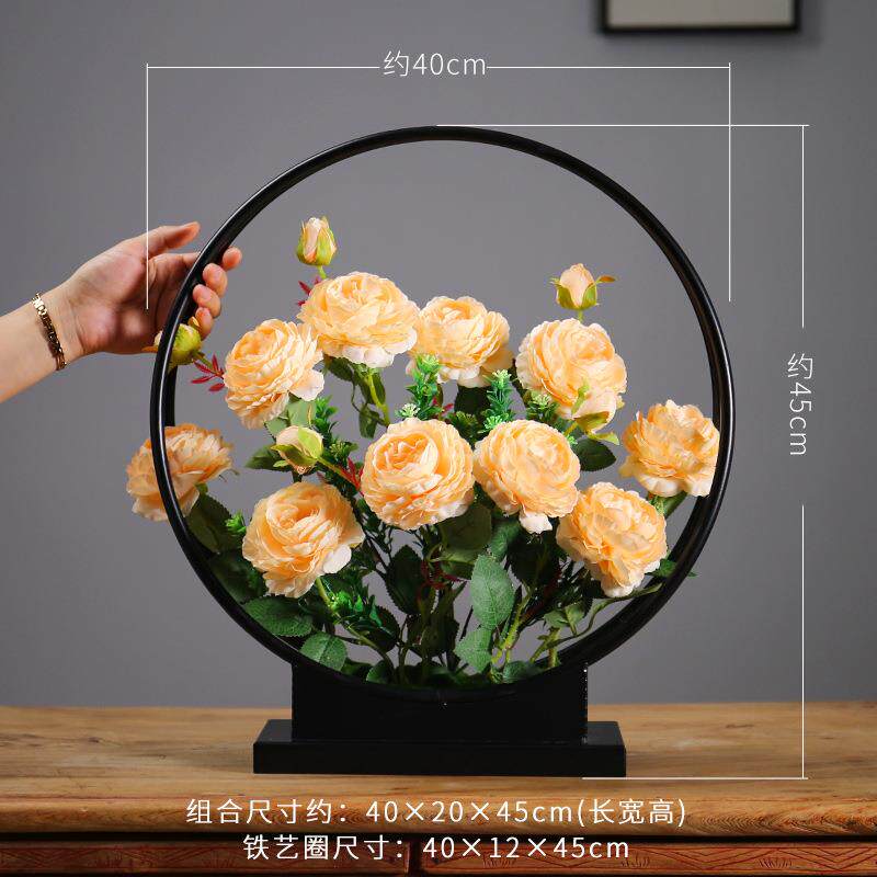 轻奢仿真玫瑰花摆件新中式客厅玄关电视柜办公桌面创意家居装饰品