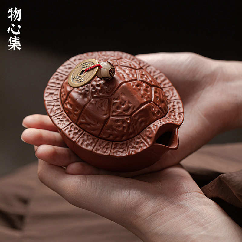 物心集原矿朱泥紫砂壶富甲一方手抓壶功夫茶具可养创意泡茶壶茶玩