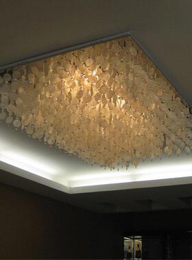 北欧客厅家居水晶贝壳灯吸顶灯现代长方形餐厅过道灯饰LED吸顶灯