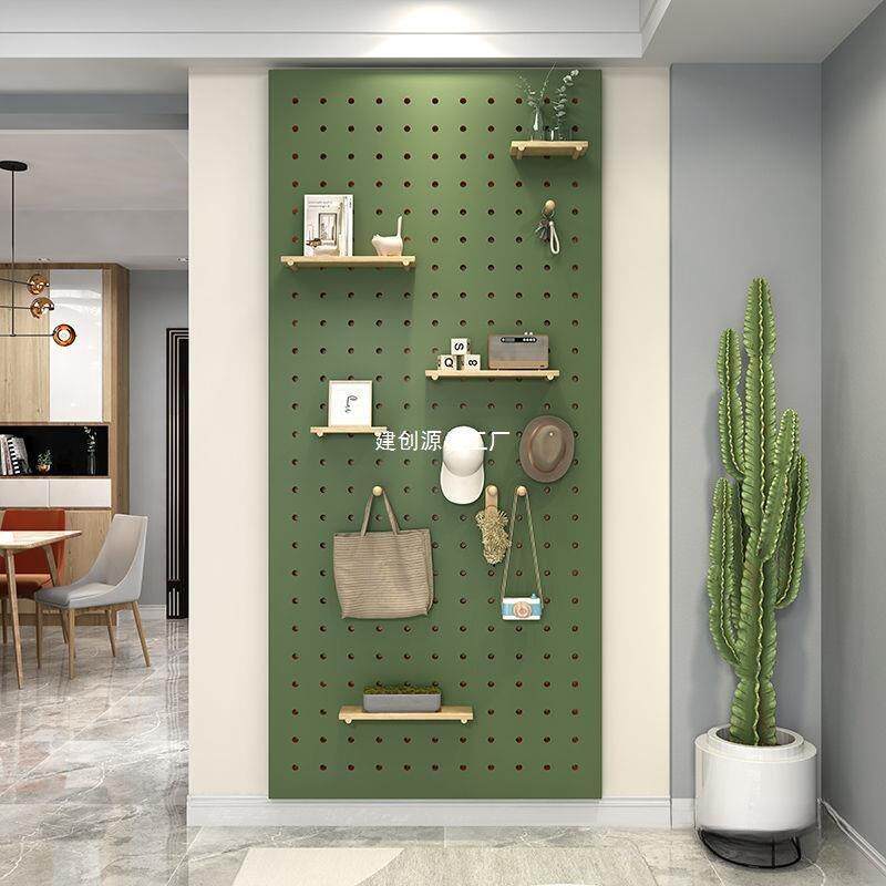 实木洞洞板墙上置物架木质墙壁挂墙书架隔板收纳架挂板墙面架