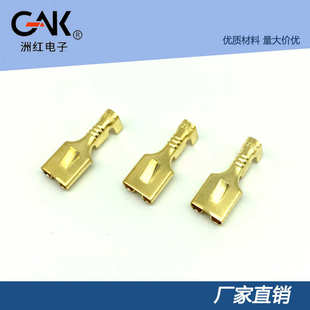 插拔式 250直插接线端子 冷压端子 6.3平板带刺插簧 厂家直销