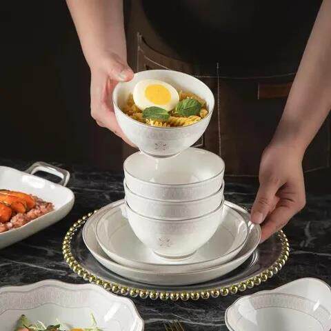 套装碗碟釉下彩餐具饭盘简约家用御宝日式复古商用坊大碗