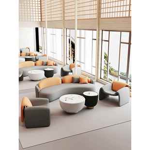 需定制酒店大堂接待区沙发商务休闲区发廊洽谈办公室民宿大堂弧形