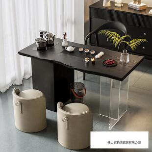 实木茶桌椅组家迷用阳台GIY小户型你泡茶台亚力休克合闲泡 新中式