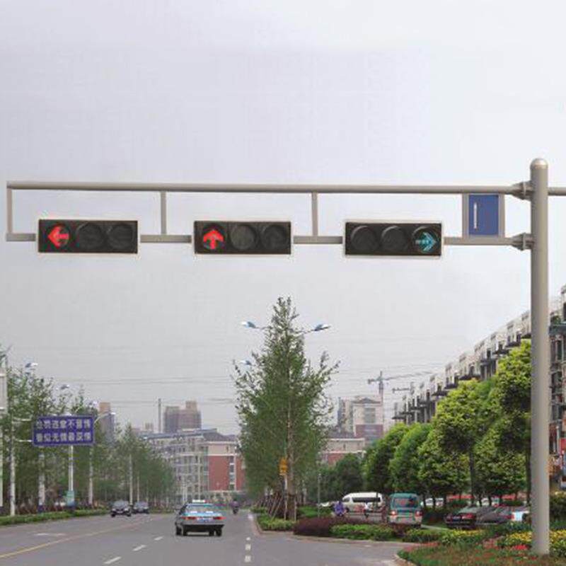 悬臂式LED交通信号灯十字路口交警警示灯道路F型单臂式标示杆