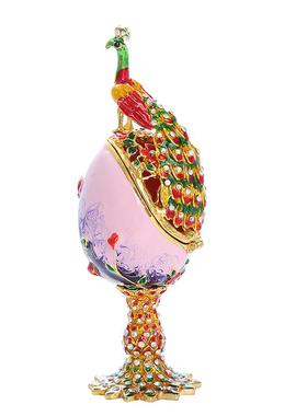 东南亚风格摆件创意孔雀蛋珐琅彩绘镶钻金属工艺品礼品厂家直供