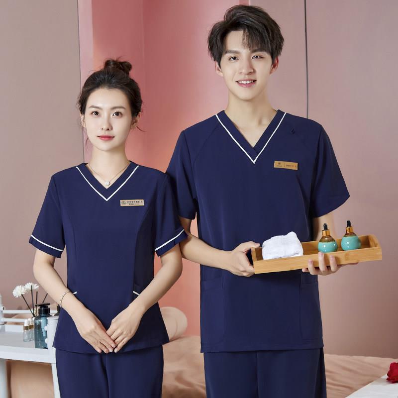男女同款医美皮肤管理技师服美容师采耳足疗推拿按摩工作服套装夏