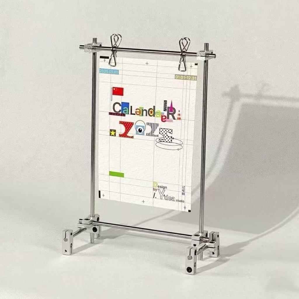 金属光轴咖啡店奶茶店展示架广告牌台面海报宣传架子艺术照片架