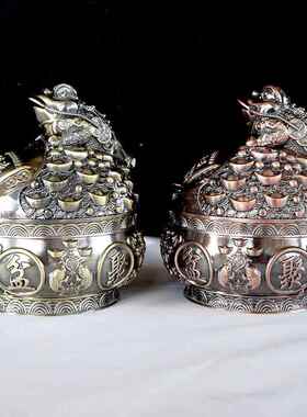 龙凤杯龙龟金蟾聚宝盆烟灰缸金属工艺摆件办公室送礼龙体龟寿安康