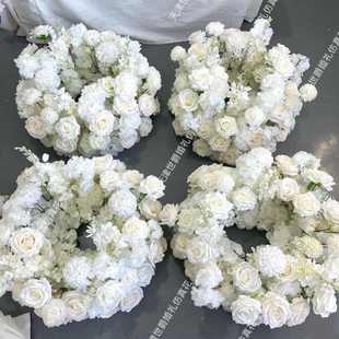 爆品现货婚礼堂酒店布置假花玫瑰花内经20cm桌面烛台花