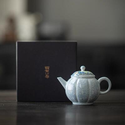 暮山紫手绘茶壶仿生陶瓷泡茶手执壶球孔过滤文人壶