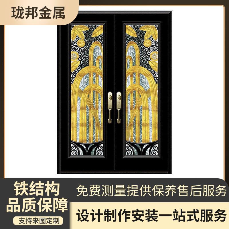新款别墅户外大门复古铁艺门铁艺进户门轻奢手工雕刻工艺入户门