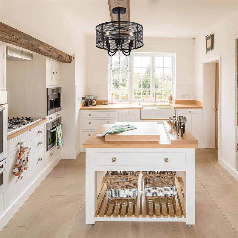 新款直销主卧室吊灯客厅水晶美式复古创意铁艺黑色餐厅书房走廊楼