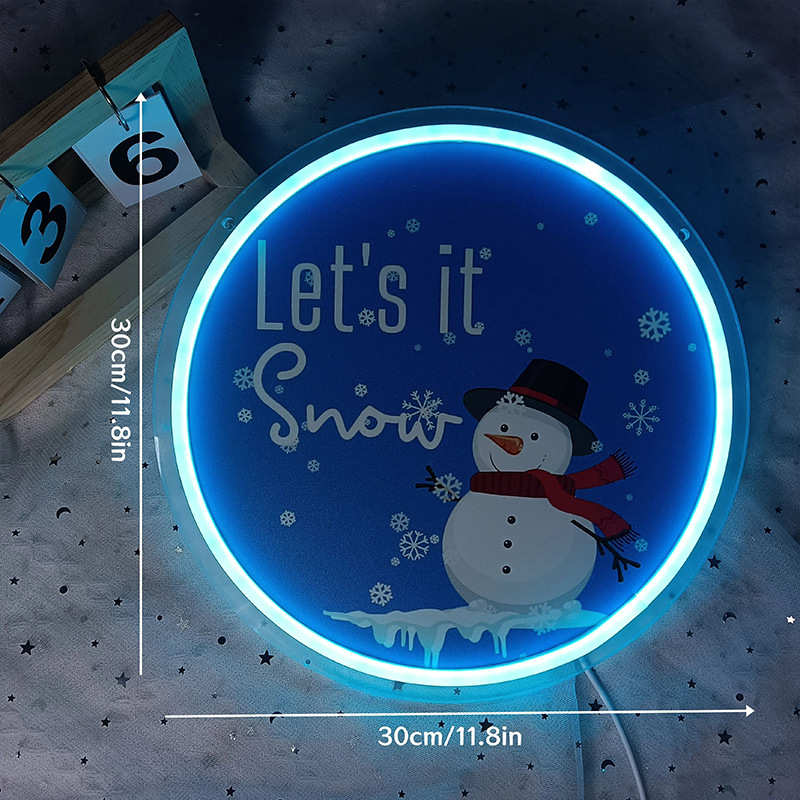 uv装饰led节日牌霓虹灯霓虹灯圣诞节雪人打印定制氛围灯摆件temu