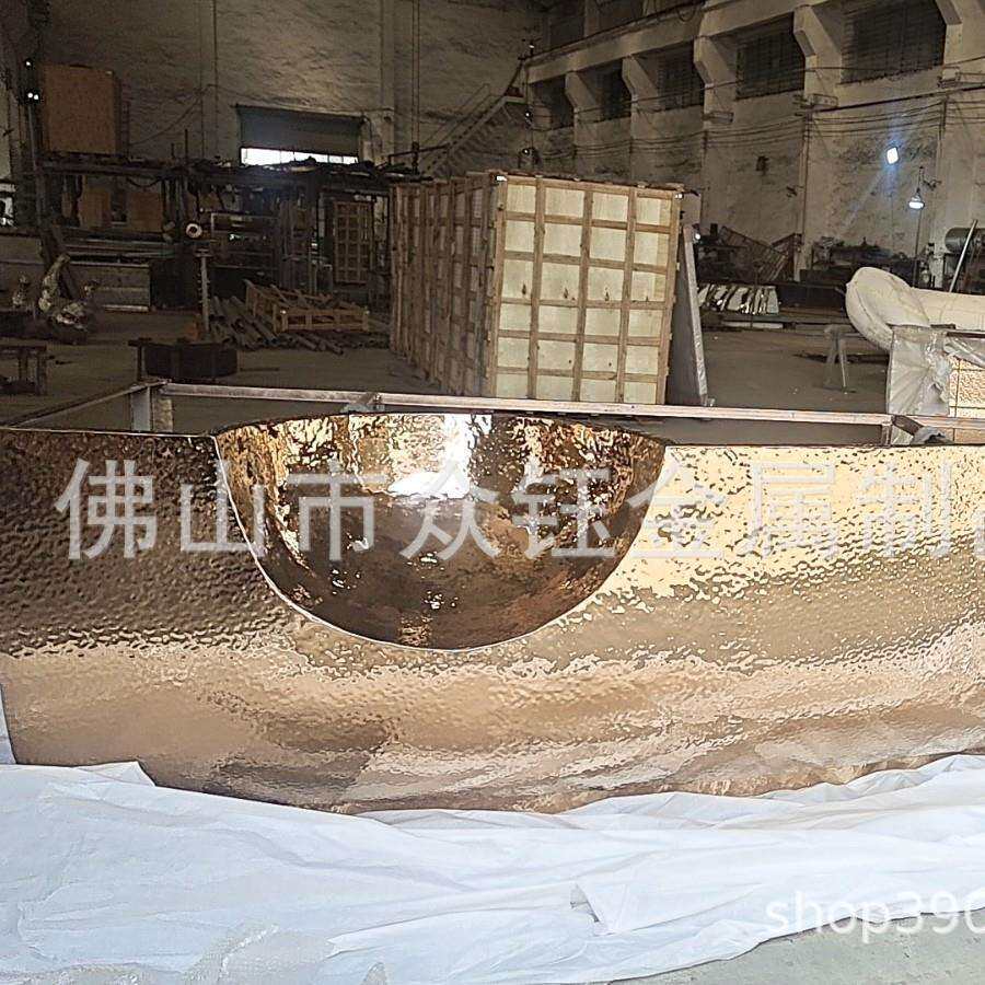 生态酒店大型不锈钢吧台真空电镀玫瑰金水吧台酒吧异型接待台