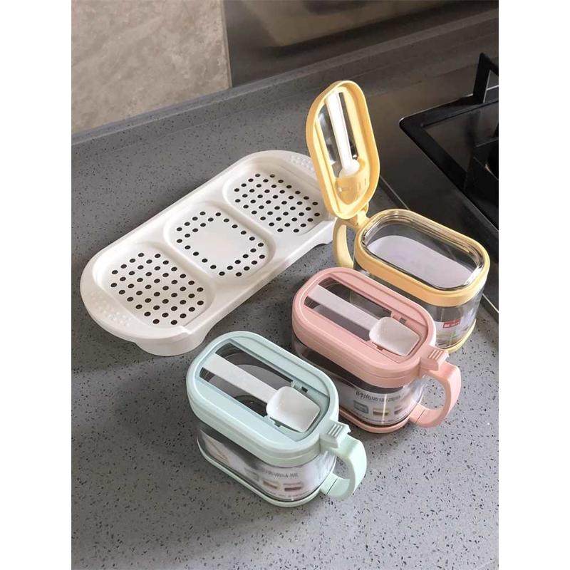 振兴玻璃调味架厨房三格调味瓶400ML食用盐味精鸡粉糖罐3个调料盒,厨房/烹饪用具,调味瓶罐/调料研磨器,淘宝优惠券,粉丝福利购,淘宝优惠卷