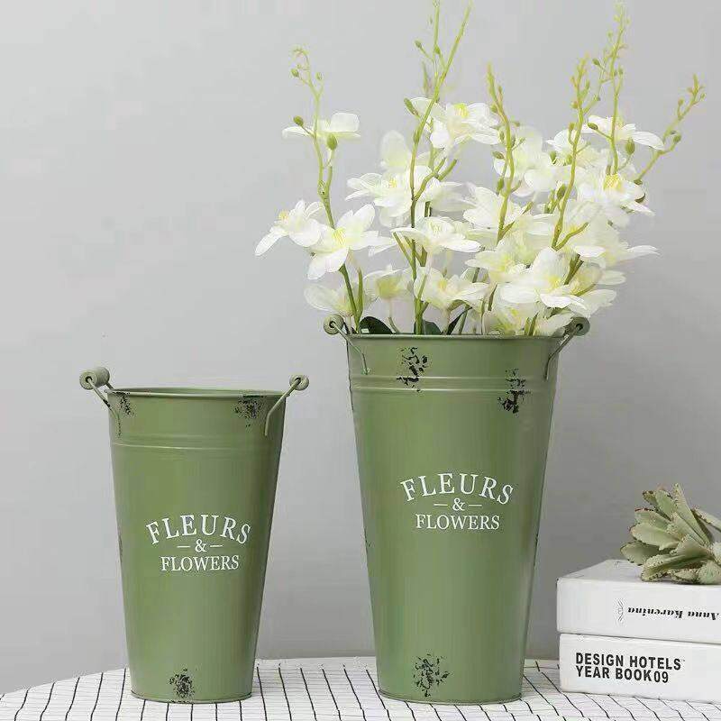 醒花桶深水北欧简约铁皮鲜花家用花店干花落地插花装饰轻奢花瓶