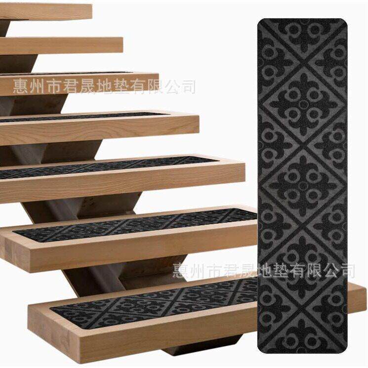 跨境亚马逊楼梯垫TPR自粘免胶家用防滑楼梯垫防尘可水洗厂家直供