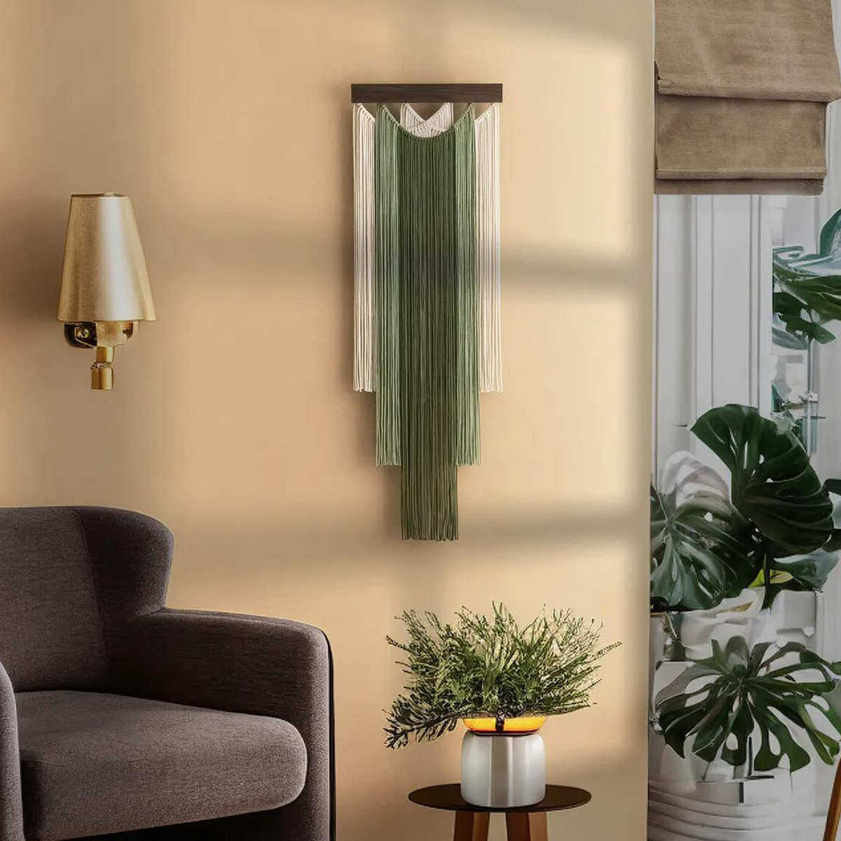 新款家居背景装饰壁毯 手工制作木板包芯绳流苏壁挂 波西米亚挂毯,居家布艺,挂毯/壁毯,淘宝优惠券,粉丝福利购,淘宝优惠卷