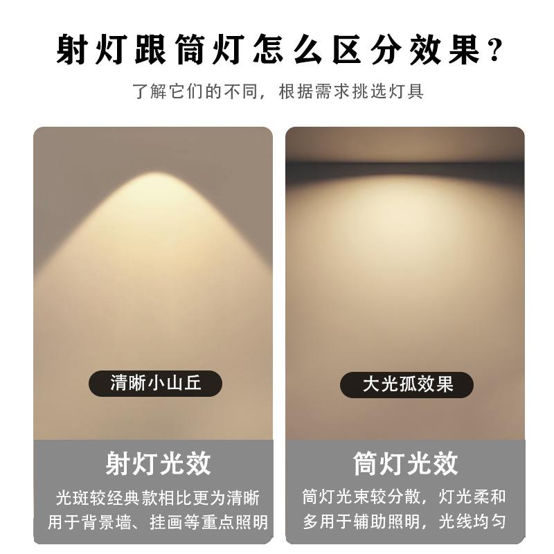 cob筒灯防眩吸顶射灯双头明装格栅led免开孔聚光灯护眼长筒全光谱