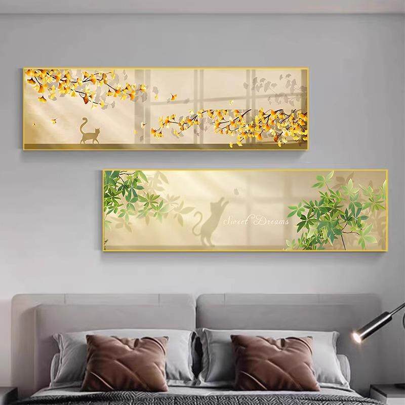 深圳大芬油画村奶油风床头画现代简约卧室房间挂画主卧背景墙壁画