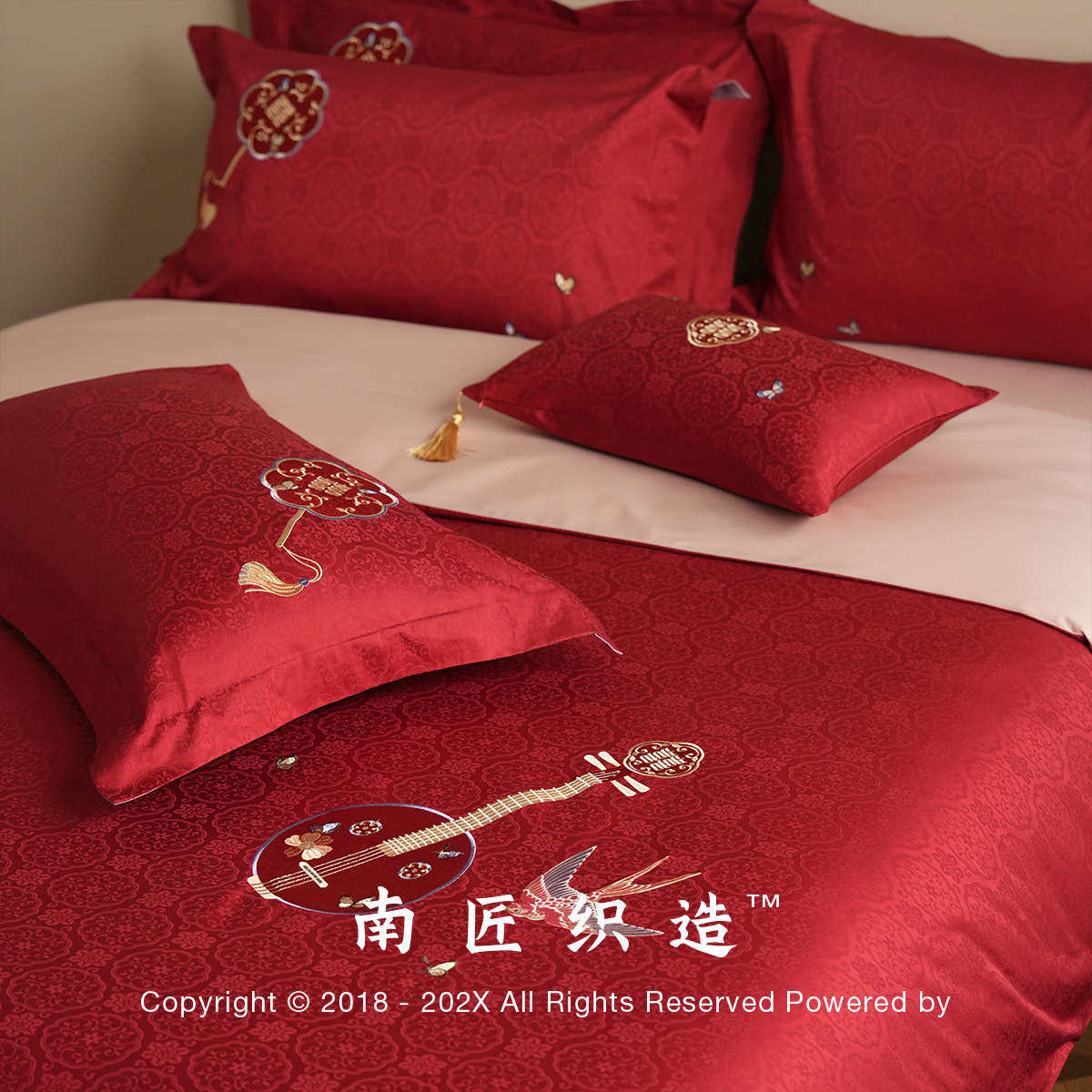 南匠新中式结婚纯棉四件套100s红色喜婚庆陪嫁新床上用品床单笠六,床上用品,婚庆床品套件,淘宝优惠券,粉丝福利购,淘宝优惠卷