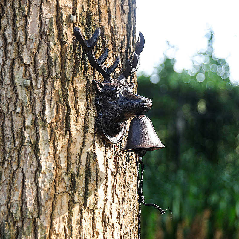 北欧复古做旧铸铁鹿头门铃铃铛法式铁艺壁饰咖啡馆装饰花园挂件,特色手工艺,其他特色工艺品,淘宝优惠券,粉丝福利购,淘宝优惠卷