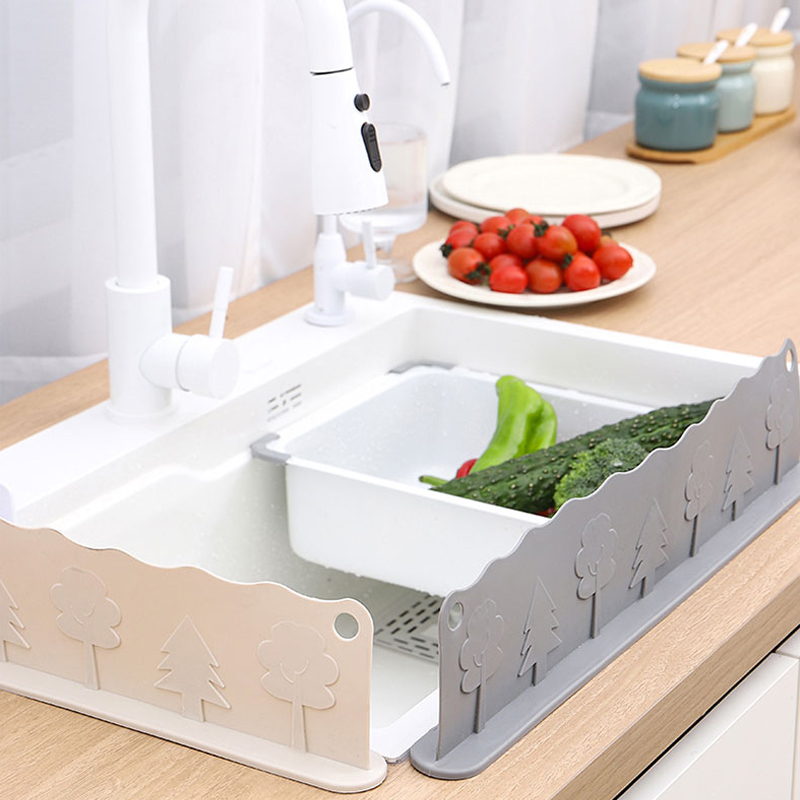 厨房水槽挡水板防溅水水池隔水板硅胶防水洗手台挡条台面挡水神器