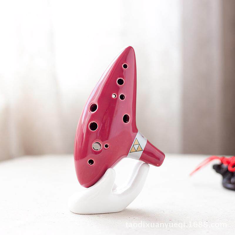 红色12孔中音C调陶笛乐器工艺品 塞尔达传说陶笛时之笛 多颜色定