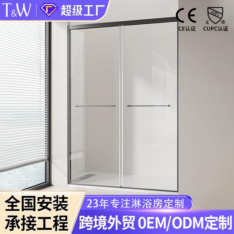 TW特拉维尔一字形双移门推拉淋浴房浴室玻璃门屏风隔断卫生间定制